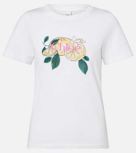 Printed cotton T-shirt in white - Chloe | Mytheresa