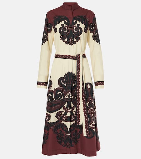 Sundowner printed cotton poplin midi dress in multicoloured