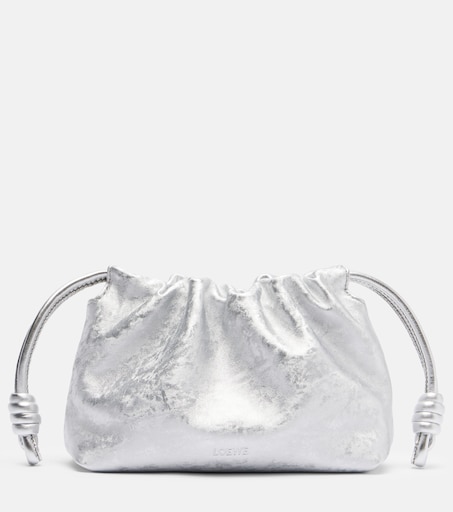 Loewe Flamenco Mini metallic leather clutch