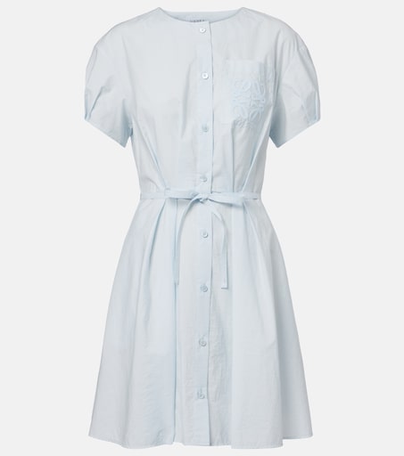 Paula's Ibiza Anagram cotton-blend shirt dress in blue - Loewe