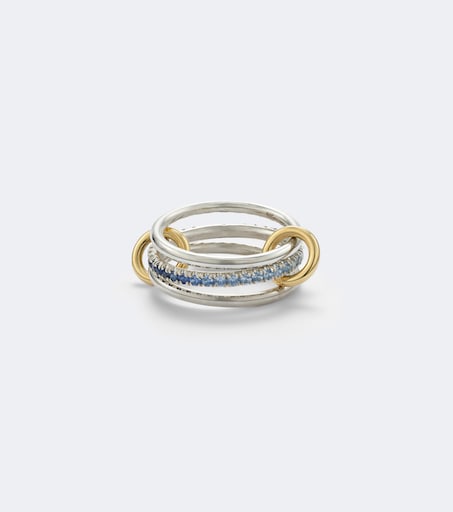 Tigris sterling silver and 18kt gold ring with sapphires