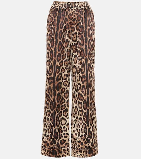 Leopard-print silk pants in beige - Dolce Gabbana | Mytheresa