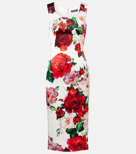 Floral midi dress in white - Dolce Gabbana | Mytheresa
