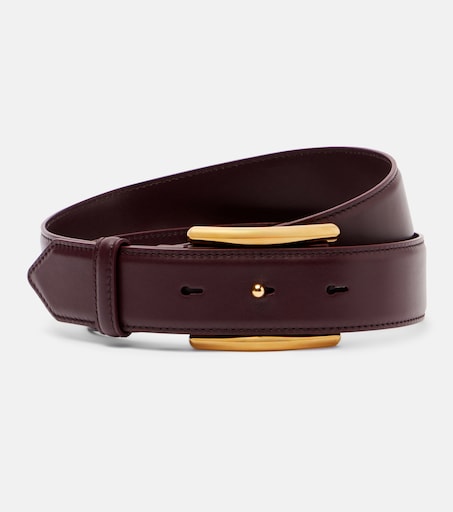 Curve leather belt in burgundy - Alaia | Mytheresa