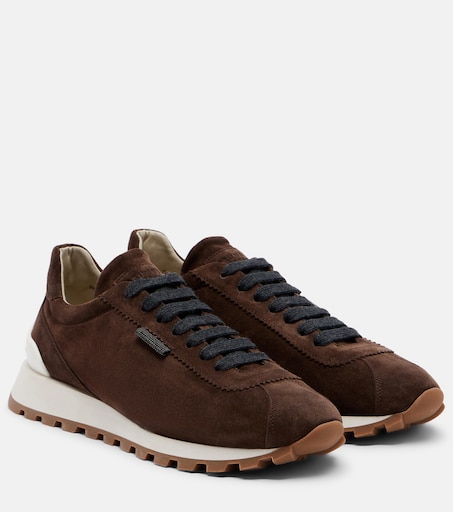 BRUNELLO CUCINELLI ブラウンカジュアルシューズ 39 ブルネロ Monili suede sneakers in brown - Brunello Cucinelli | Mytheresa