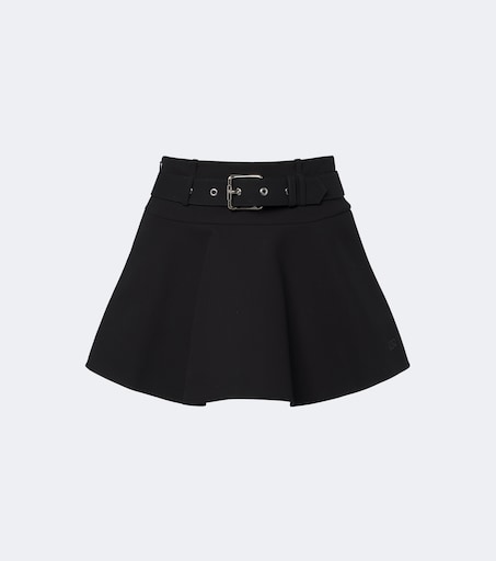 Belted cotton mini skirt