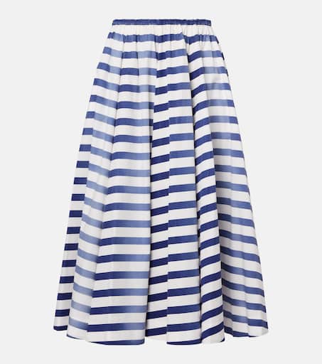 Striped cotton poplin midi skirt in blue - Prada | Mytheresa