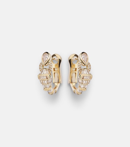 Serpentine 18kt gold huggie earrings with diamonds