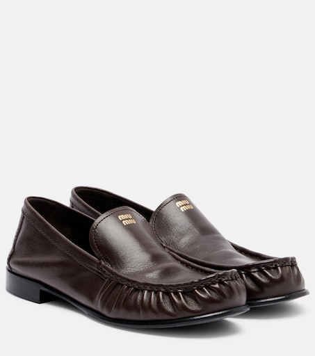 Logo leather loafers