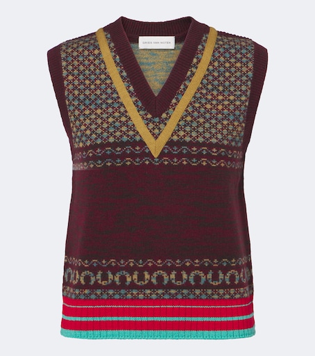 Jacquard cashmere and wool vest in multicoloured - Dries Van Noten