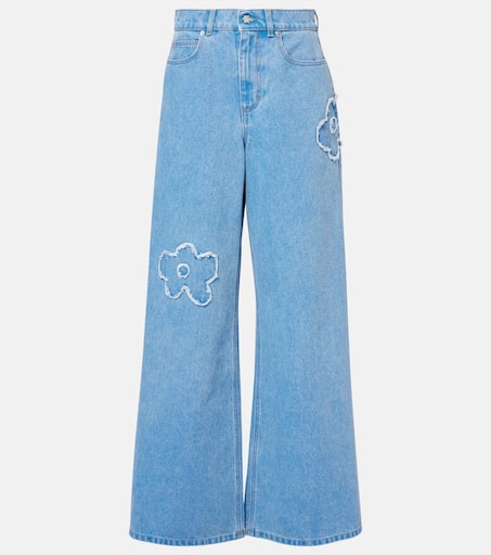 【関税＆送料込み】Marni Stretch Cotton Wide Leg Jeans Deep blue stretch denim trompe l'oeil trousers | Marni