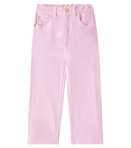 パンツ VERSACE Women Straight Pants 1011291 PINK VERSACE Printed silk-twill wide-leg pants | NET-A-PORTER