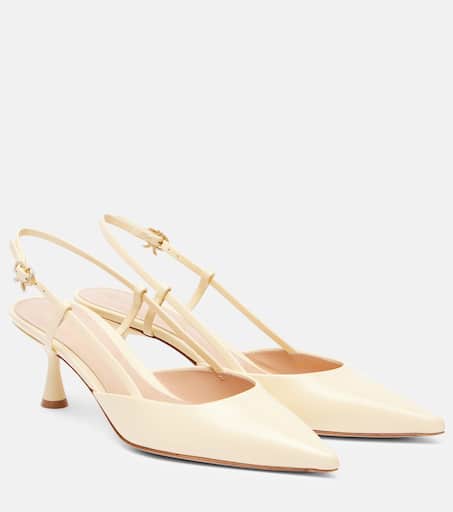Ascent 55 leather slingback pumps in white - Gianvito Rossi
