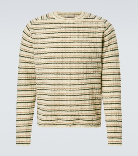 Striped wool and cashmere sweater in beige - Auralee | Mytheresa