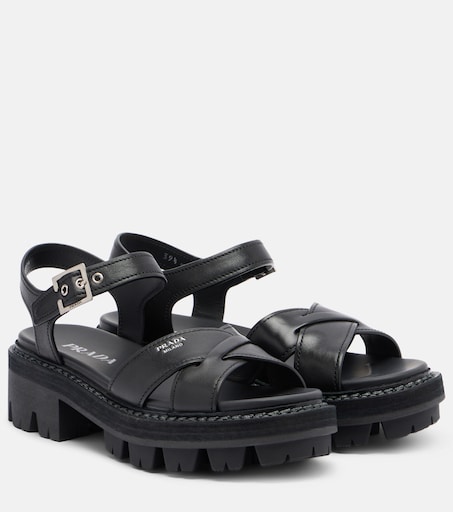 Leather sandals in black - Prada | Mytheresa