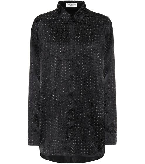 Embellished silk-satin shirt | Saint Laurent