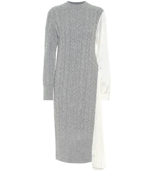 Abito midi in lana e raso | Sacai