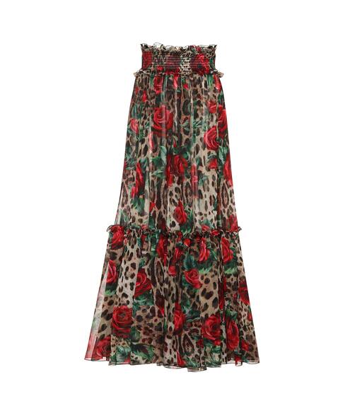 Leopard floral silk skirt pants | Dolce & Gabbana