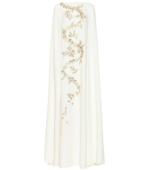 Embroidered silk crêpe de chine gown | Oscar de la Renta