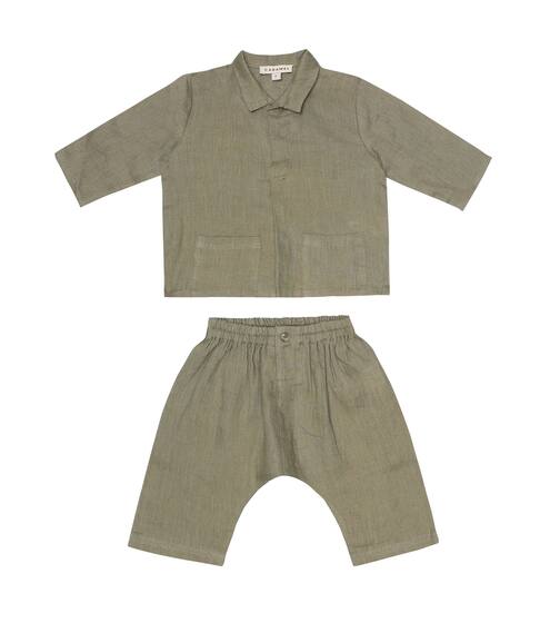 Baby Hyde Park shirt and pants set | Caramel