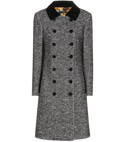 Velvet-trimmed tweed coat | Dolce & Gabbana