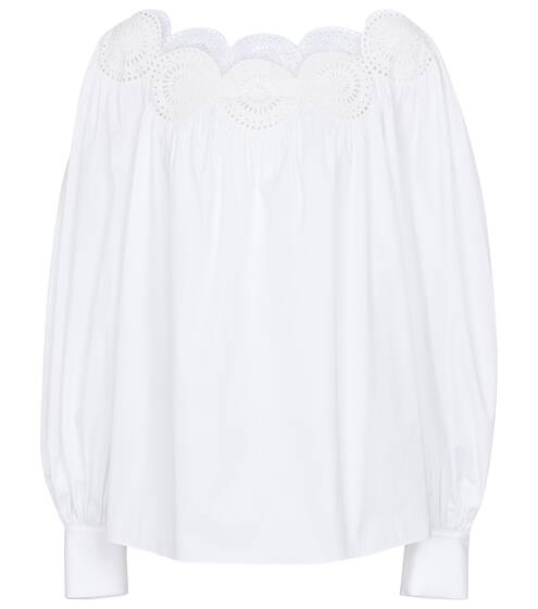 Laser-cut cotton poplin blouse | Alaïa