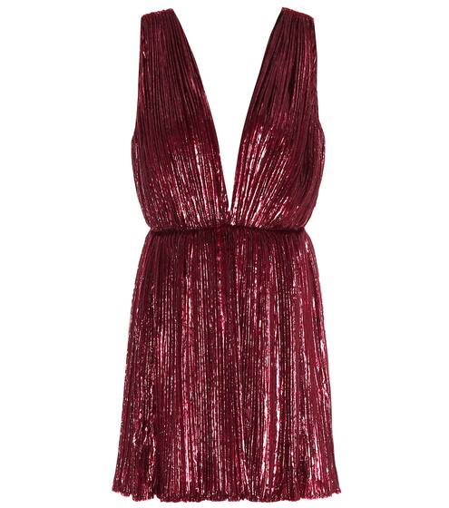 Pleated lamé velvet minidress | Saint Laurent