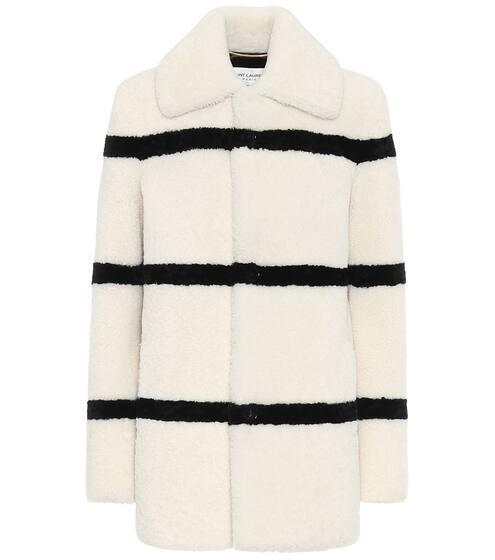 Striped shearling pea coat | Saint Laurent