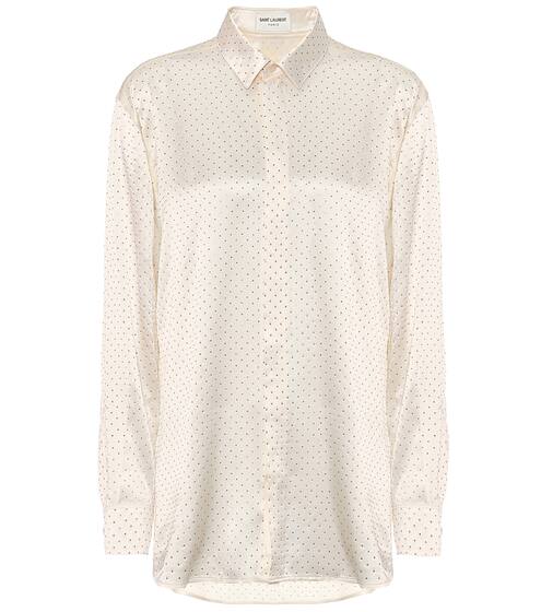 Embellished silk-satin shirt | Saint Laurent