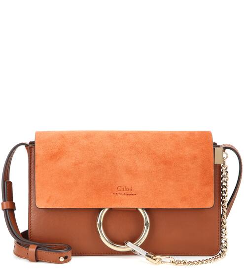 Chloé Bags Handbags For Women Mytheresa Faye Small Suede And Leather Shoulder Bag Chloé