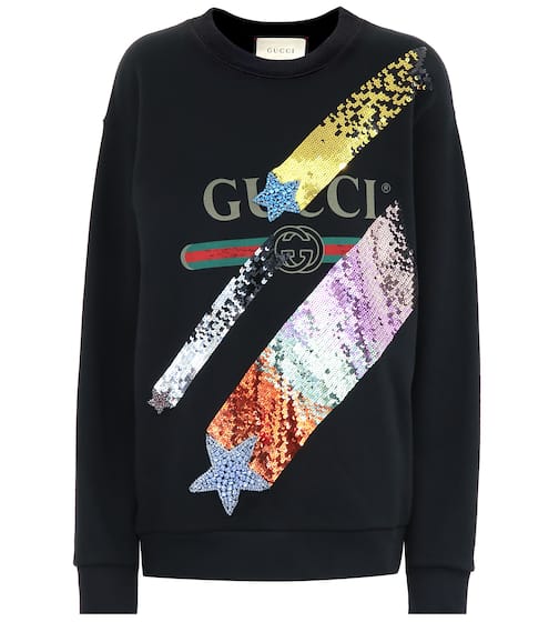 Sequinned cotton sweatshirt | Gucci