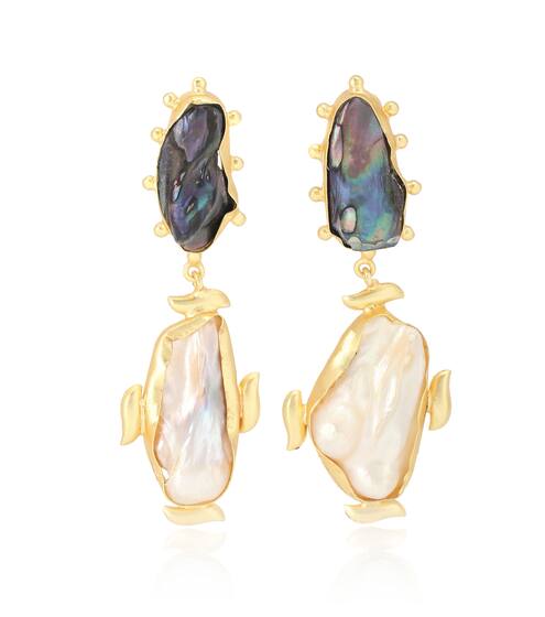 Riya 14kt gold-plated earrings with Baroque pearls | Peet Dullaert