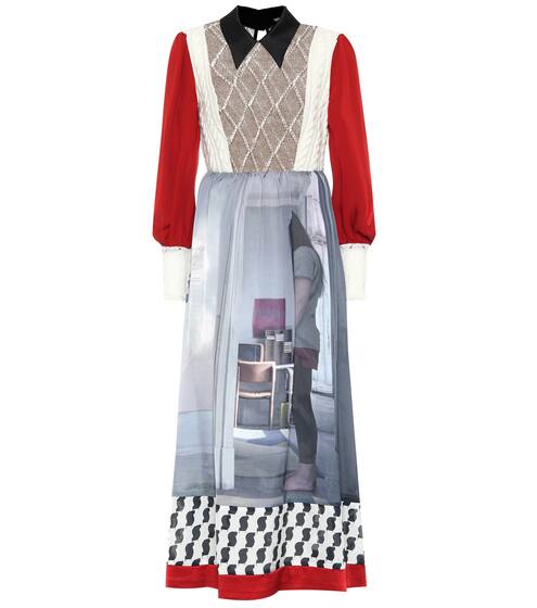 Printed silk-blend dress | Undercover