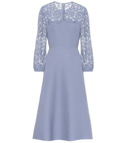 Valentino - Abito in crêpe di lana e seta con pizzo | Valentino / Garavani