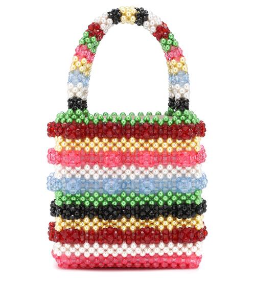 Antonia striped beaded tote | Shrimps