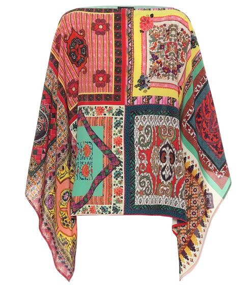 Printed silk poncho | Etro