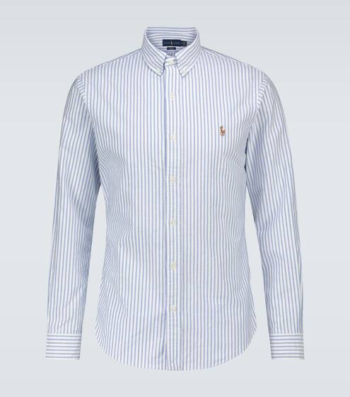 قميص مخطط من القطن بأكمام طويلة | Polo Ralph Lauren