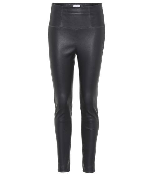 High-waisted leather trousers | Brunello Cucinelli