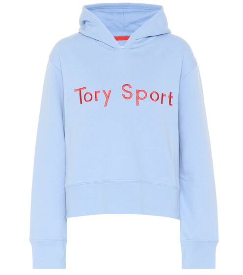 Embroidered cotton jersey hoodie | Tory Sport