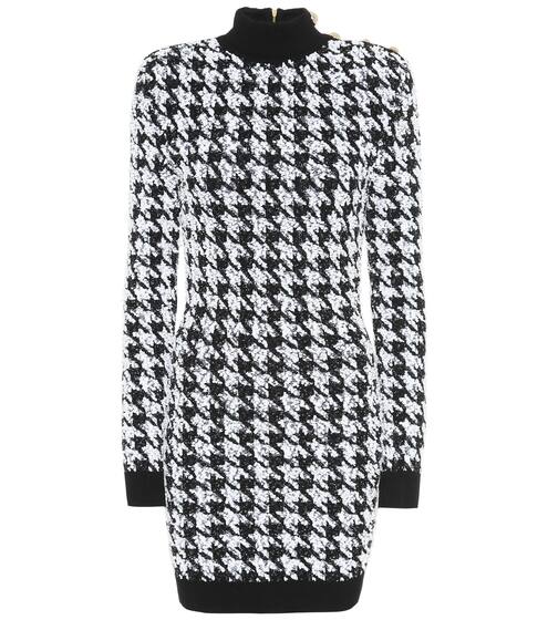Houndstooth bouclé knit minidress | Balmain