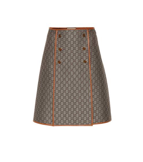 GG leather-trimmed skirt | Gucci