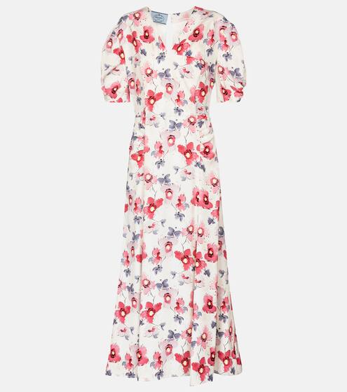 Floral satin midi dress | Prada