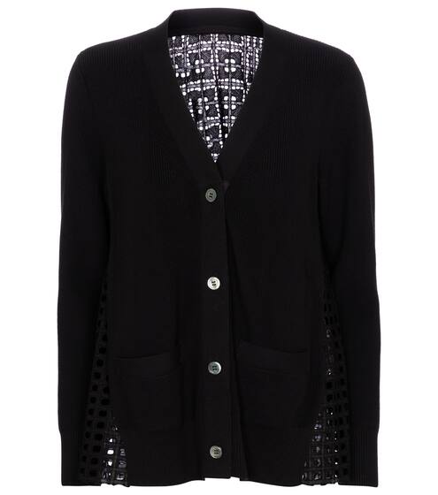 Lace-trimmed cotton cardigan | Sacai