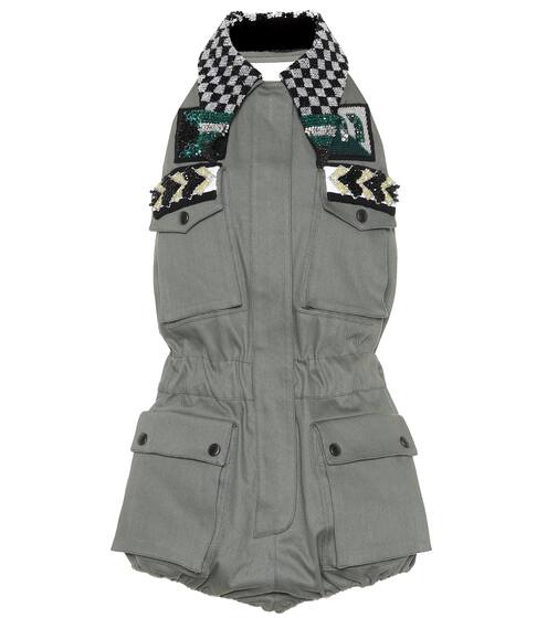 Embellished cotton-blend playsuit | Miu Miu