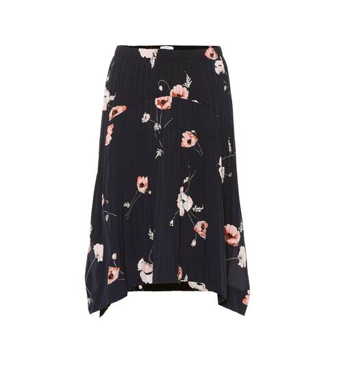 Pleated floral midi skirt | Vince