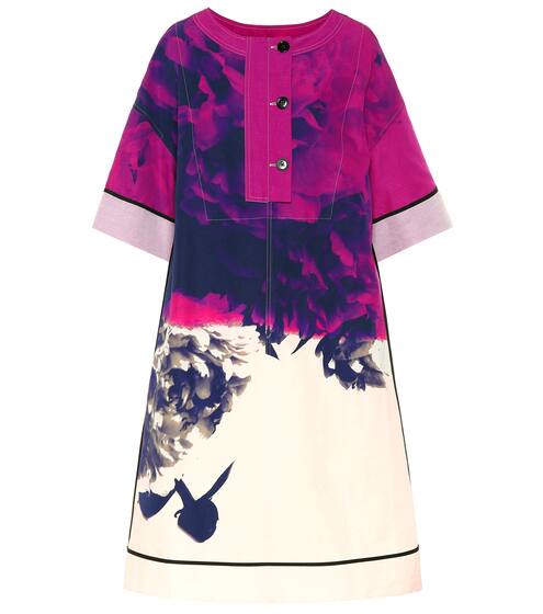 فستان من القطن و الكتان بطبعات | Dries Van Noten