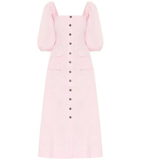 Abito midi in cotone stretch | Ganni