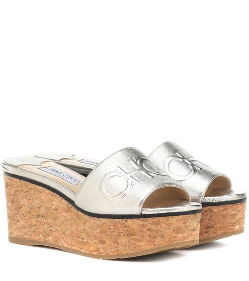 Exclusive to Mytheresa – Deedee 80 leather wedge sandals | Jimmy Choo