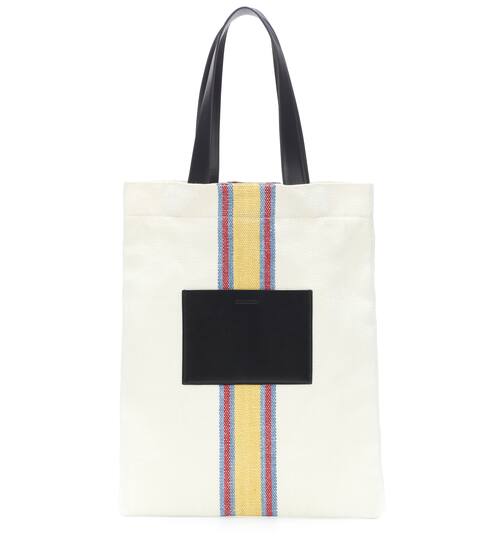 Leather-trimmed canvas tote bag | Jil Sander