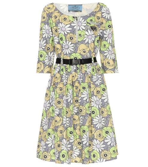 Floral-printed cotton dress | Prada